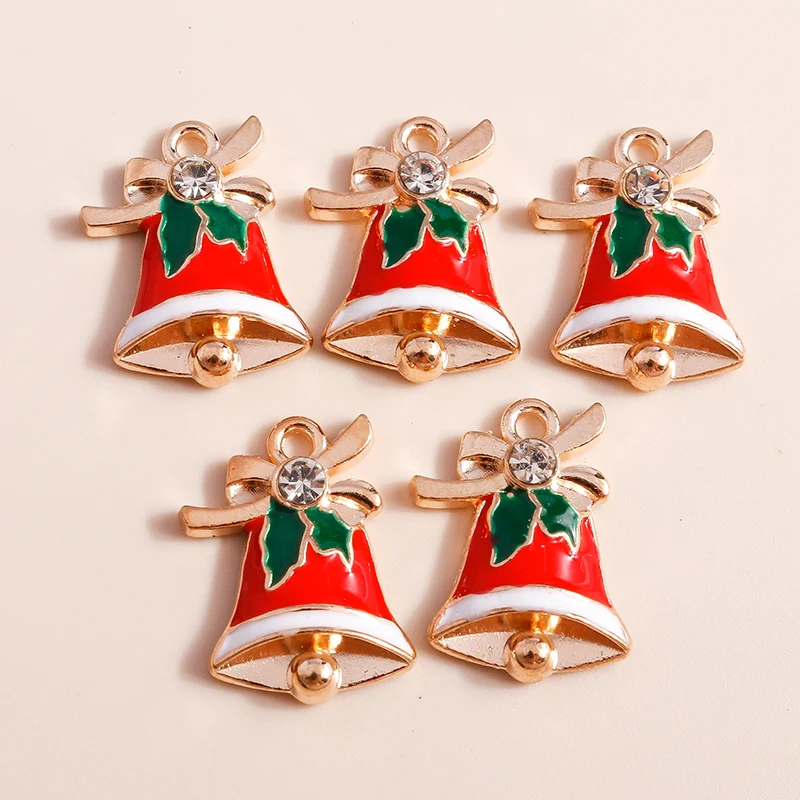 10pcs Mix Enamel Christmas Charms Noel Star Hats Santa Claus Pendants for Diy Jewelry Making Necklace Earring Making Accessories