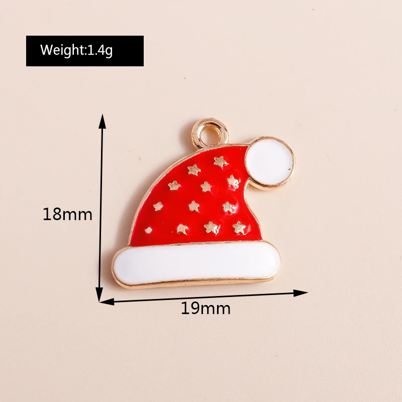 10pcs Mix Enamel Christmas Charms Noel Star Hats Santa Claus Pendants for Diy Jewelry Making Necklace Earring Making Accessories