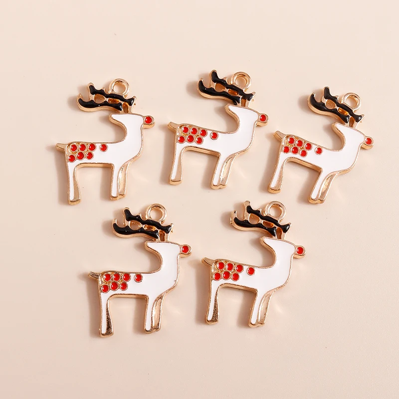 10pcs Mix Enamel Christmas Charms Noel Star Hats Santa Claus Pendants for Diy Jewelry Making Necklace Earring Making Accessories