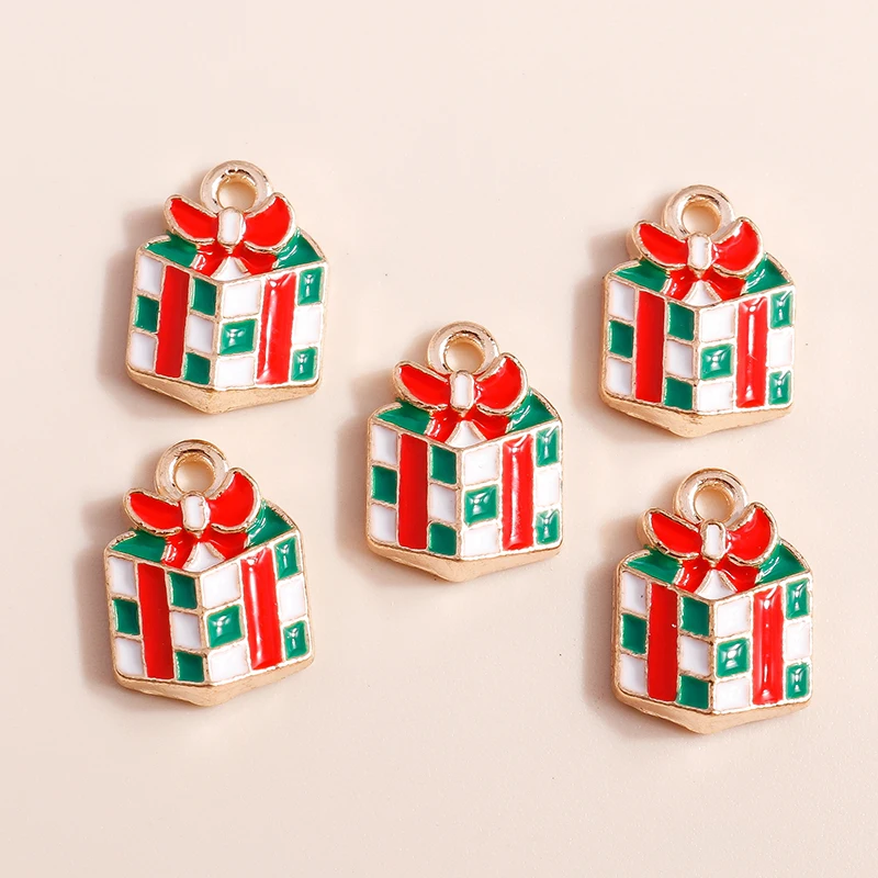10pcs Mix Enamel Christmas Charms Noel Star Hats Santa Claus Pendants for Diy Jewelry Making Necklace Earring Making Accessories