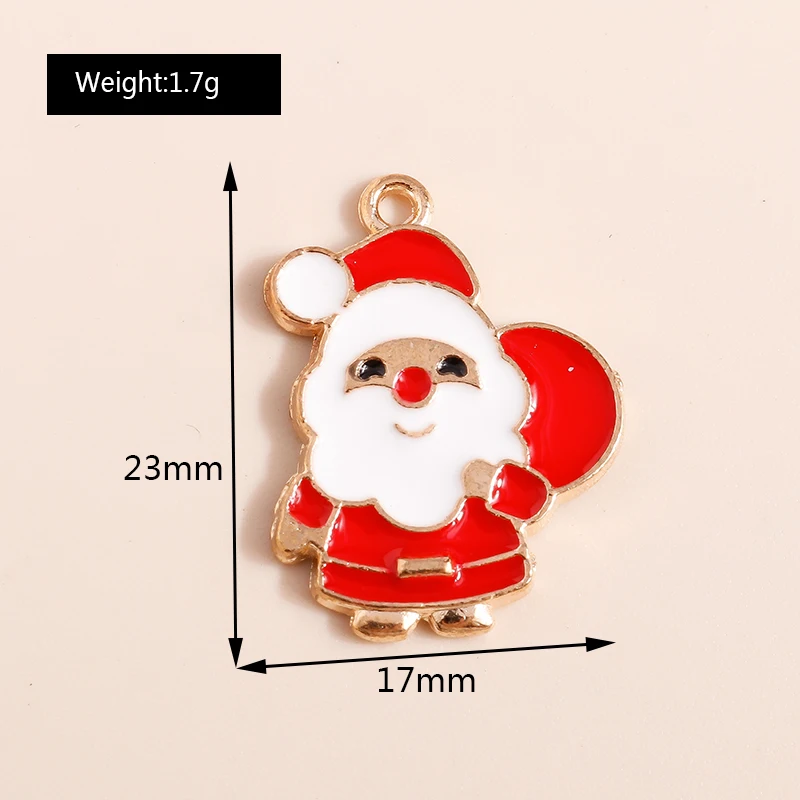 10pcs Mix Enamel Christmas Charms Noel Star Hats Santa Claus Pendants for Diy Jewelry Making Necklace Earring Making Accessories