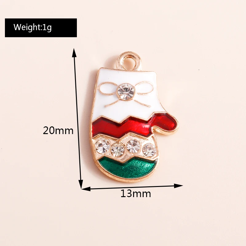 10pcs Mix Enamel Christmas Charms Noel Star Hats Santa Claus Pendants for Diy Jewelry Making Necklace Earring Making Accessories