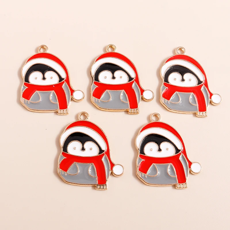 10pcs Mix Enamel Christmas Charms Noel Star Hats Santa Claus Pendants for Diy Jewelry Making Necklace Earring Making Accessories