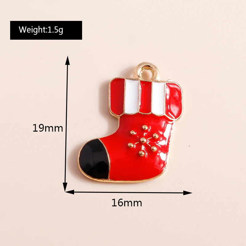 10pcs Mix Enamel Christmas Charms Noel Star Hats Santa Claus Pendants for Diy Jewelry Making Necklace Earring Making Accessories