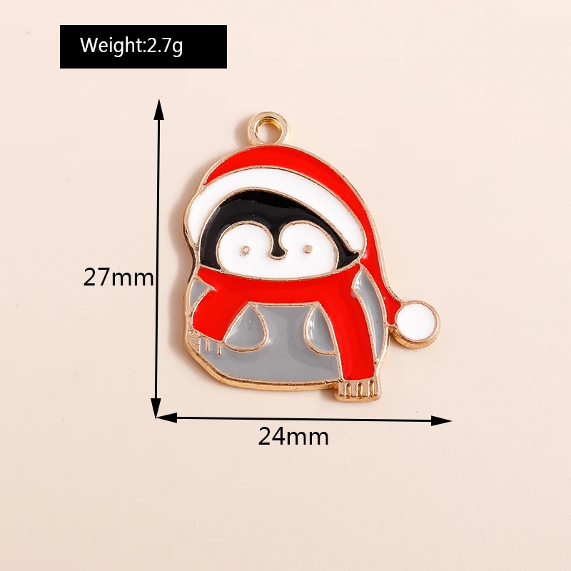 10pcs Mix Enamel Christmas Charms Noel Star Hats Santa Claus Pendants for Diy Jewelry Making Necklace Earring Making Accessories