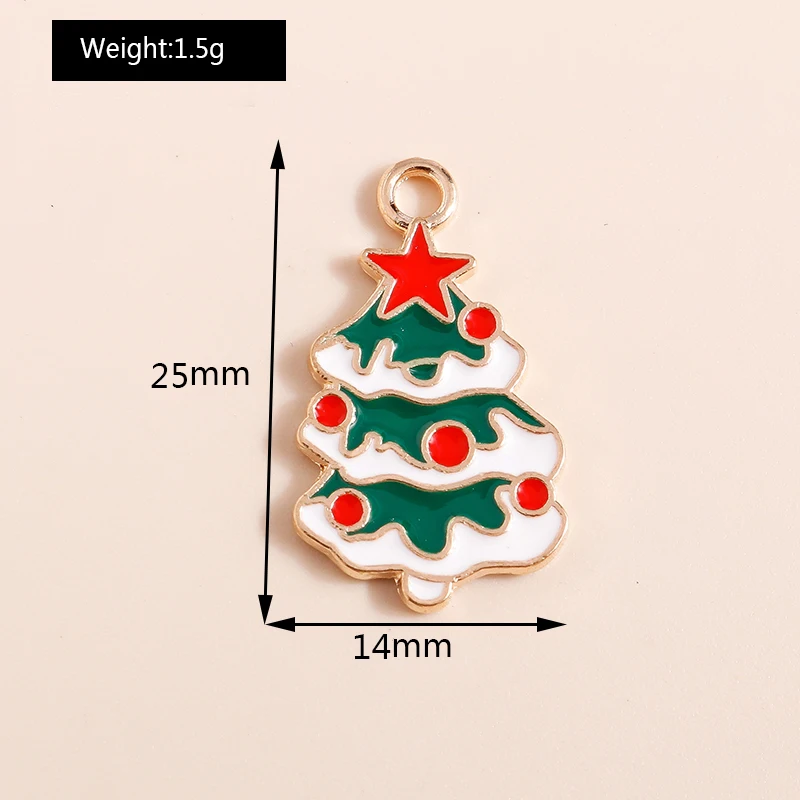 10pcs Mix Enamel Christmas Charms Noel Star Hats Santa Claus Pendants for Diy Jewelry Making Necklace Earring Making Accessories