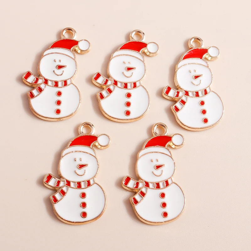 10pcs Mix Enamel Christmas Charms Noel Star Hats Santa Claus Pendants for Diy Jewelry Making Necklace Earring Making Accessories