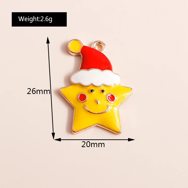 10pcs Mix Enamel Christmas Charms Noel Star Hats Santa Claus Pendants for Diy Jewelry Making Necklace Earring Making Accessories