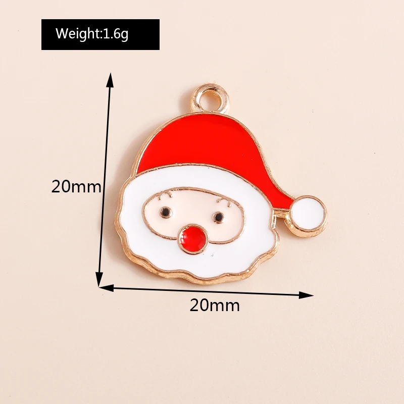 10pcs Mix Enamel Christmas Charms Noel Star Hats Santa Claus Pendants for Diy Jewelry Making Necklace Earring Making Accessories