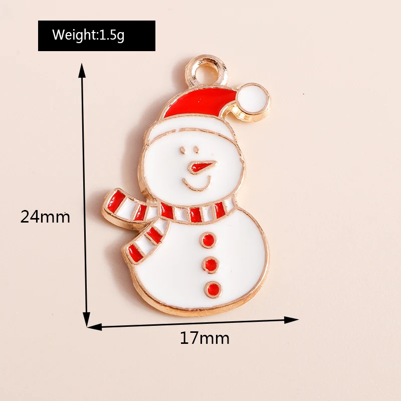 10pcs Mix Enamel Christmas Charms Noel Star Hats Santa Claus Pendants for Diy Jewelry Making Necklace Earring Making Accessories