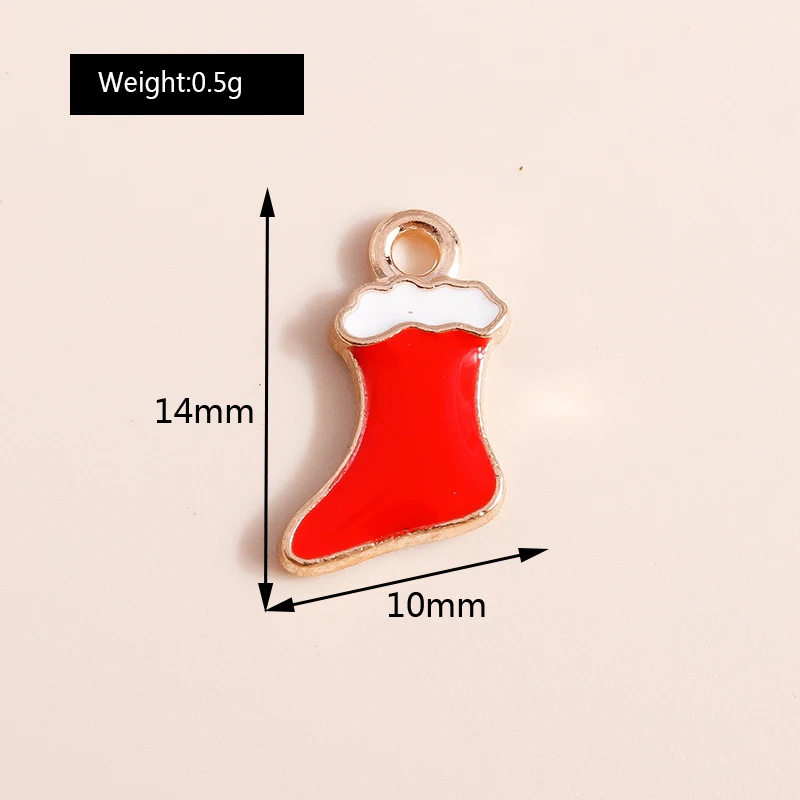 10pcs Mix Enamel Christmas Charms Noel Star Hats Santa Claus Pendants for Diy Jewelry Making Necklace Earring Making Accessories