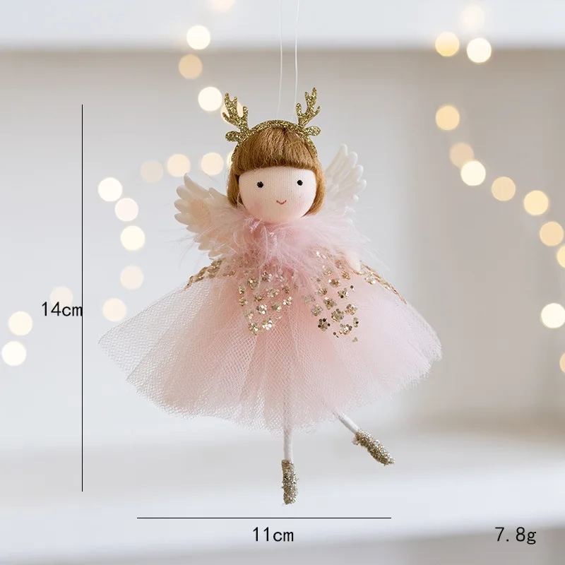 Cute pink mesh skirt golden crown ballet mouse pendant creative New Year and Christmas mouse decoration