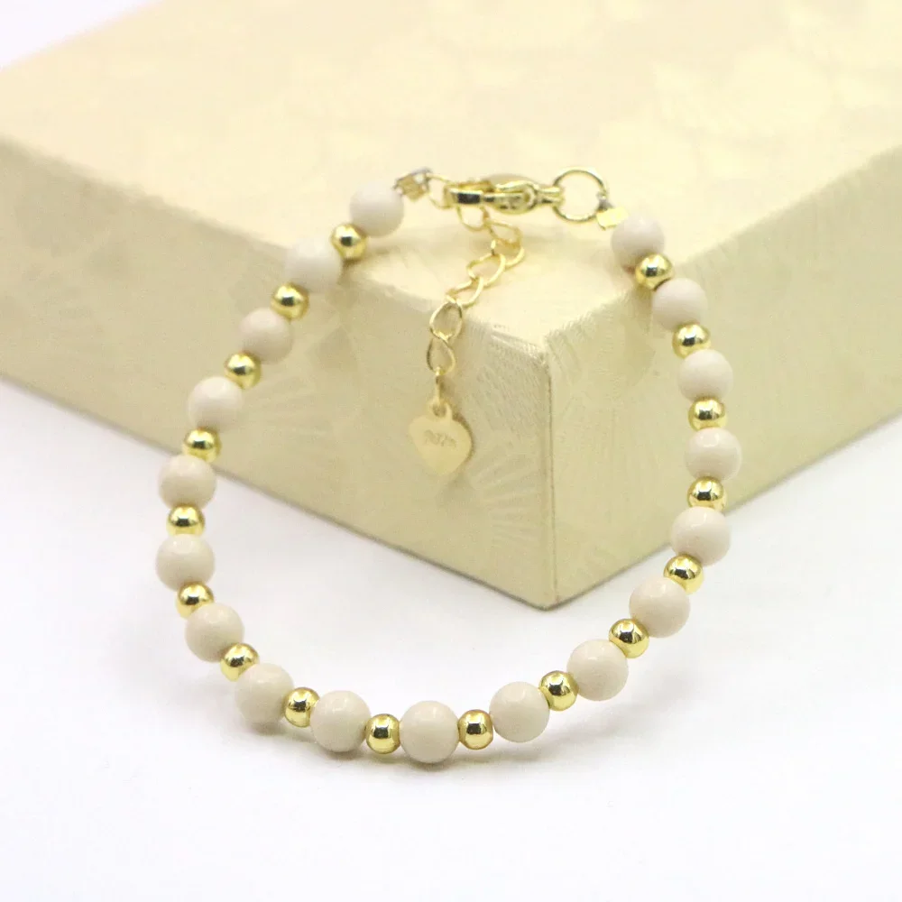Charm Lovely Baby Baptism Bracelet Natural Stone Crystal Lobster Clasp Parts Yoga Christmas Wedding Girls Gift Jewelry Fashion