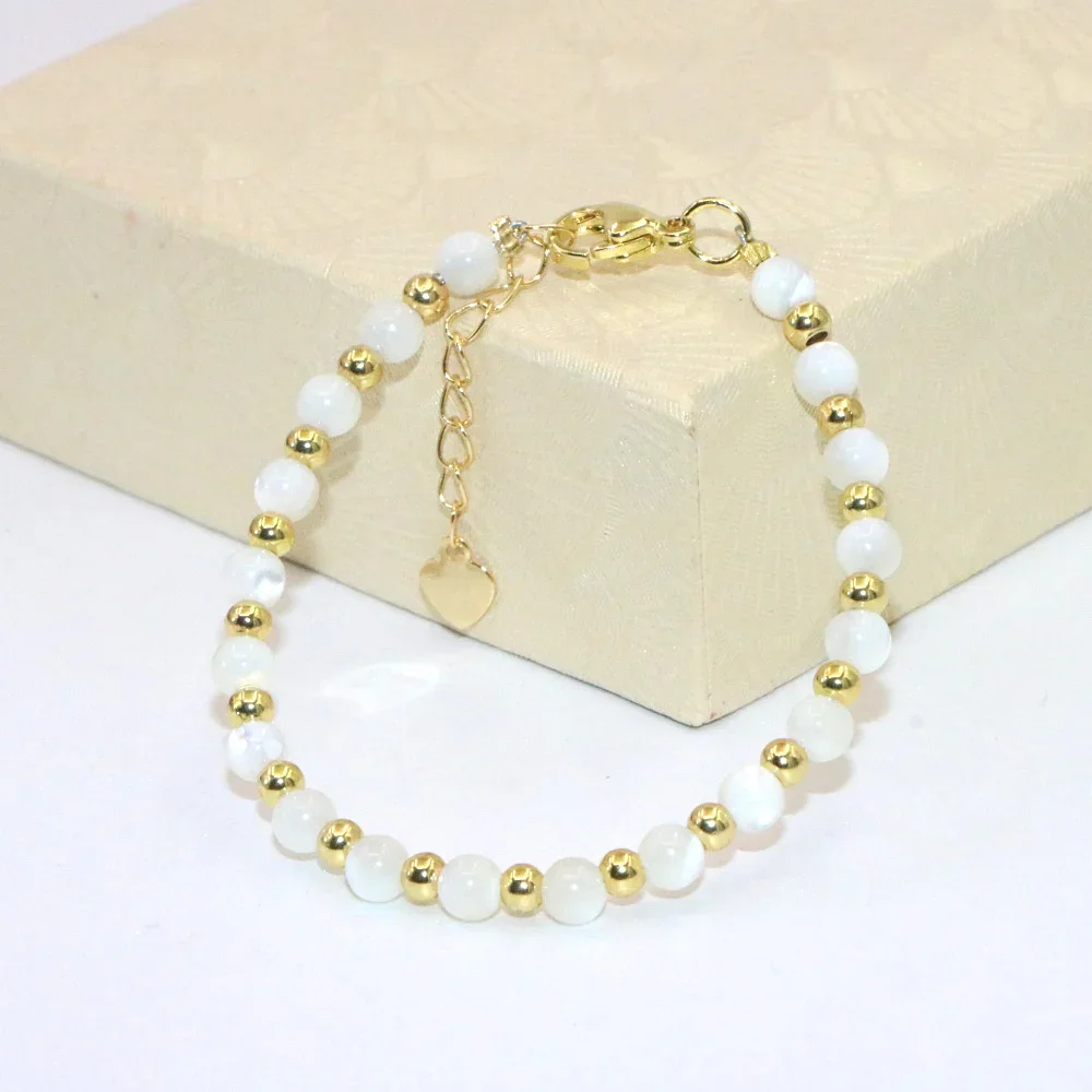Charm Lovely Baby Baptism Bracelet Natural Stone Crystal Lobster Clasp Parts Yoga Christmas Wedding Girls Gift Jewelry Fashion