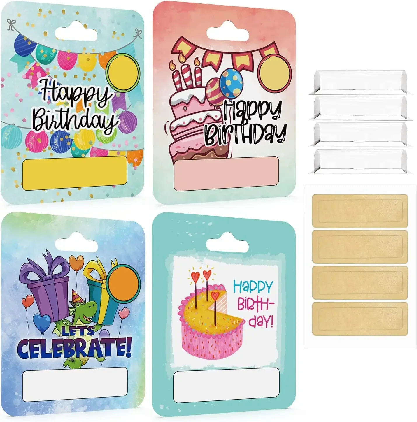 50/100pcs Money Card Holder With Sticker Plastic Dome Lip Balm Waterproof Clear Cash Pouch DIY Gift for Graduation Christmas
