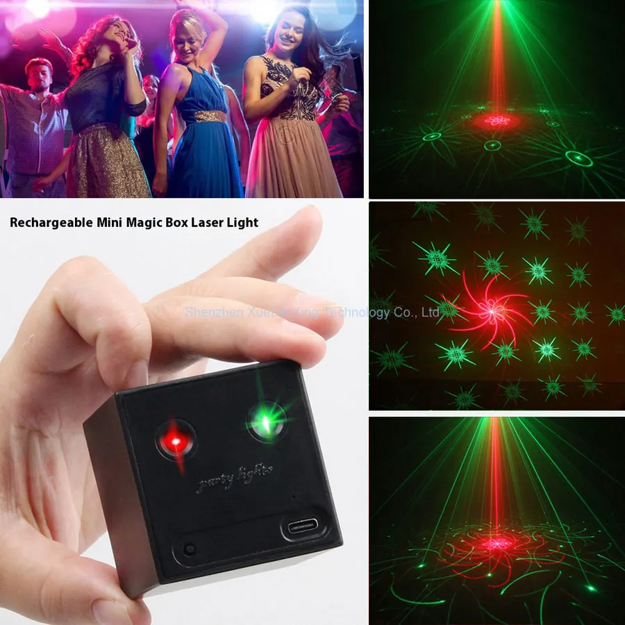Rechargeable Battery R&G Laser Projector Disco DJ Light 64 Patterns Dance Bar Party Car Effect Christmas Decorate Stage Lamp E01