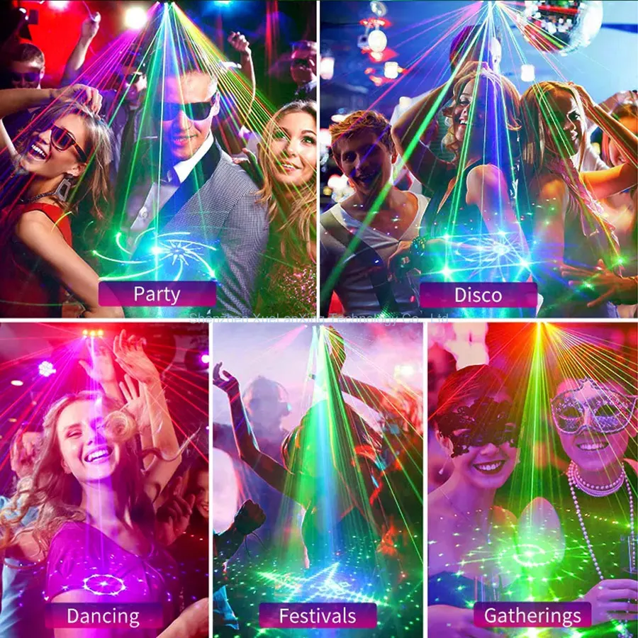 Rechargeable Battery R&G Laser Projector Disco DJ Light 64 Patterns Dance Bar Party Car Effect Christmas Decorate Stage Lamp E01
