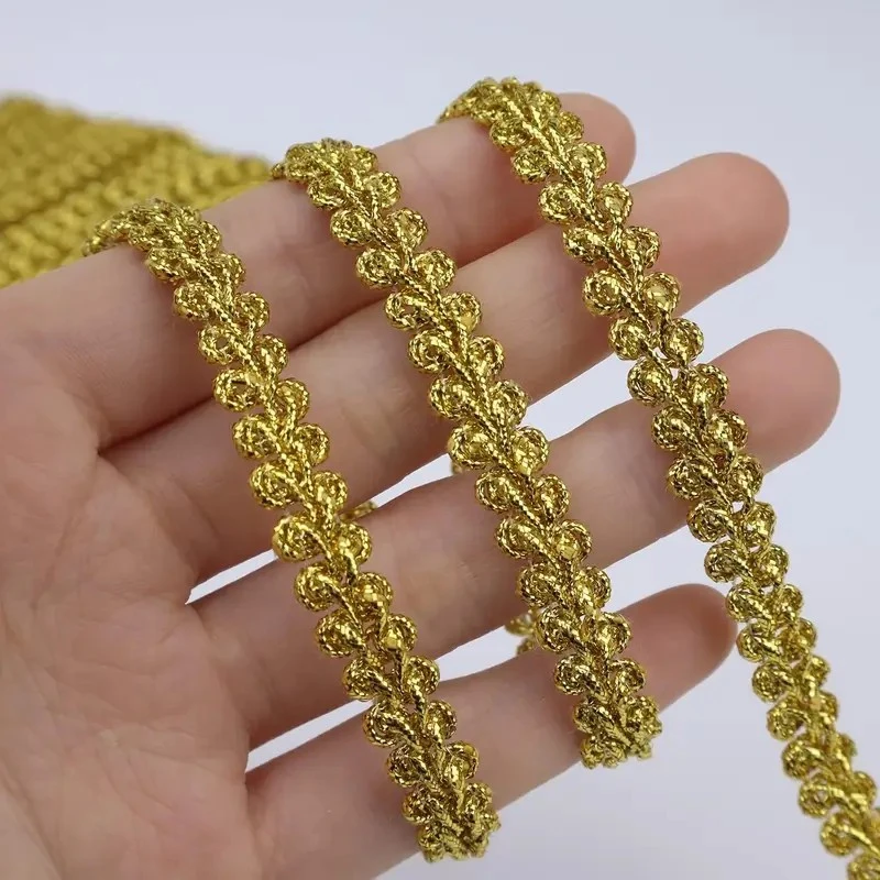5 Yards Golden Thread Embroidery Lace Fabric Wave Trim For Festival Clothing Christmas Accessories Sewing Repair