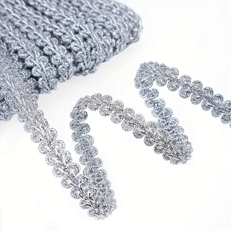 5 Yards Golden Thread Embroidery Lace Fabric Wave Trim For Festival Clothing Christmas Accessories Sewing Repair