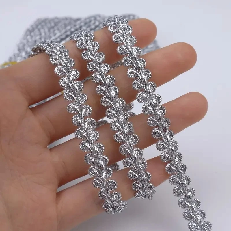 5 Yards Golden Thread Embroidery Lace Fabric Wave Trim For Festival Clothing Christmas Accessories Sewing Repair