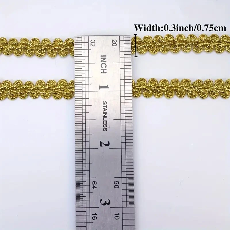 5 Yards Golden Thread Embroidery Lace Fabric Wave Trim For Festival Clothing Christmas Accessories Sewing Repair