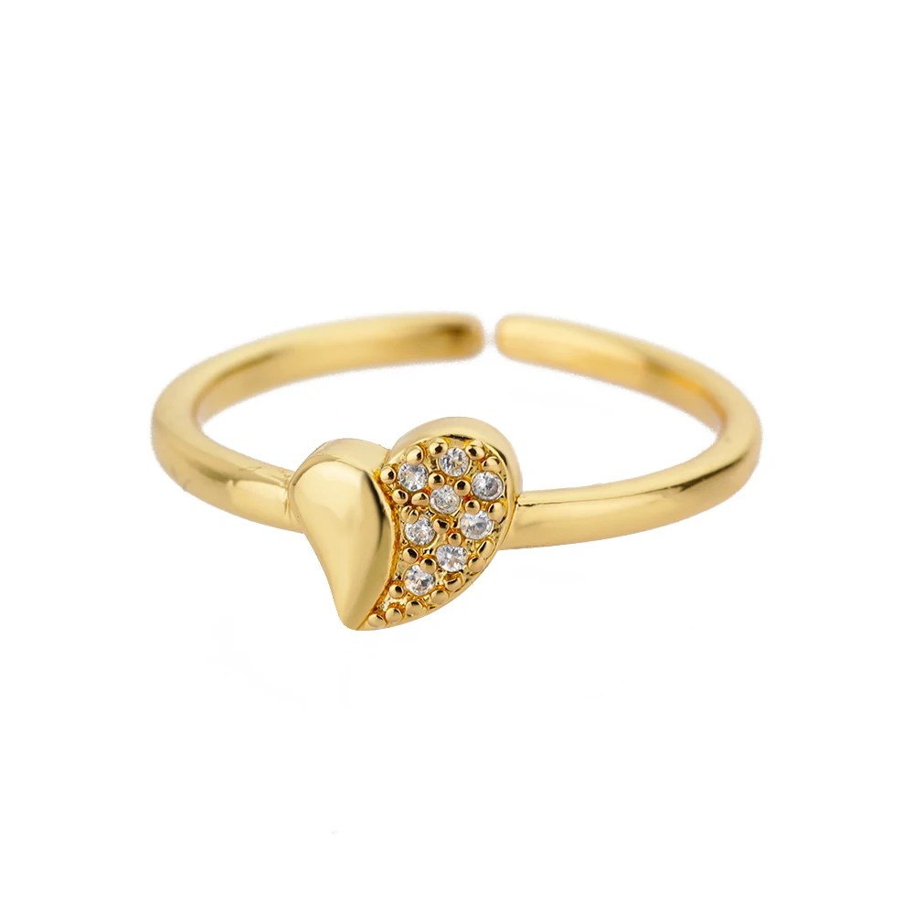 Smooth Double Heart Rings For Women Stainless Steel Zircon Heart Love Ring Adjustable Finger Ring Christmas Jewelry Wedding Gift