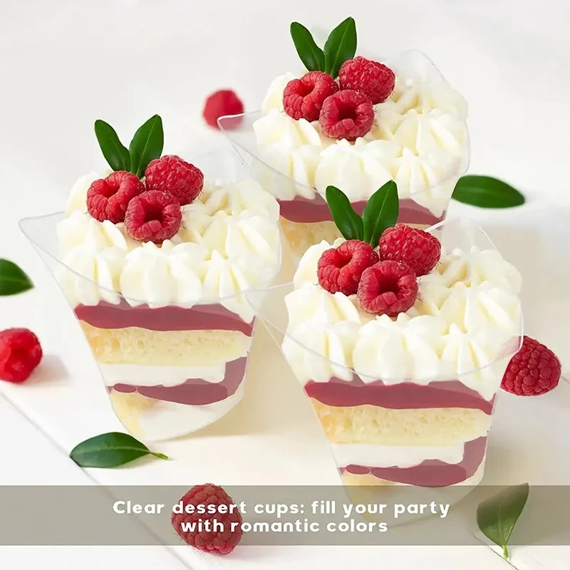 20/40PCS100ML Disposable Plastic Dessert Cups Birthday Transparent Party Ice Cream Home Christmas Supplied