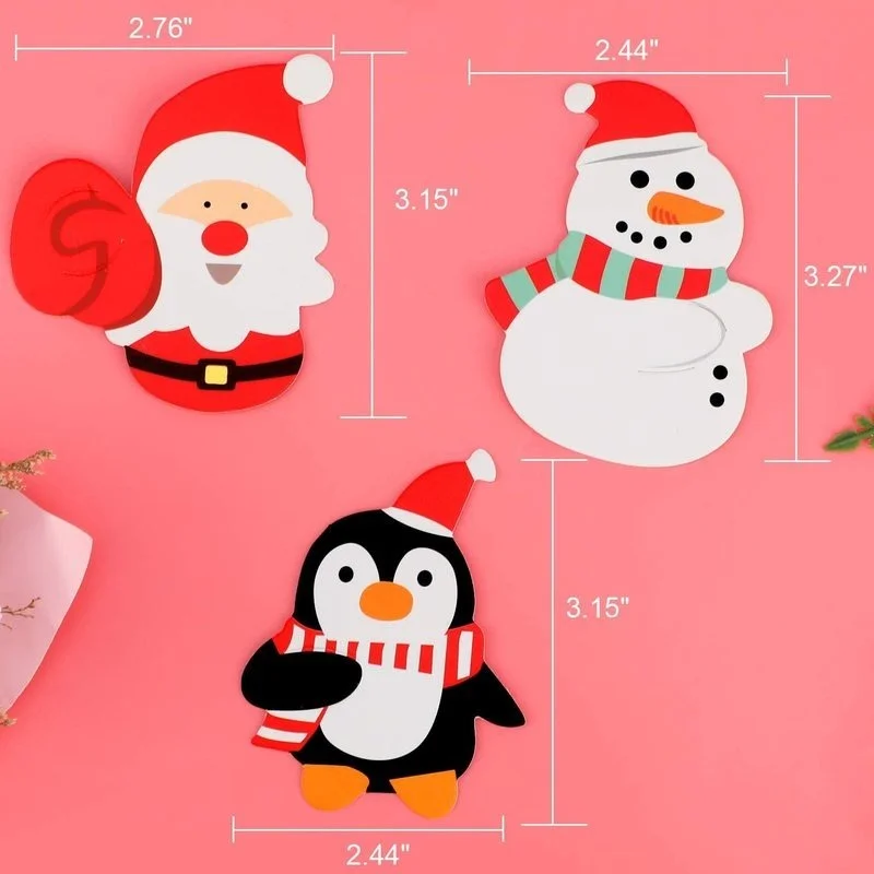 Christmas Lollipop Paper Cards Cartoon Santa Claus Penguin Snowman Kids Candy Gifts Package Wrapping New Year Party Decoration