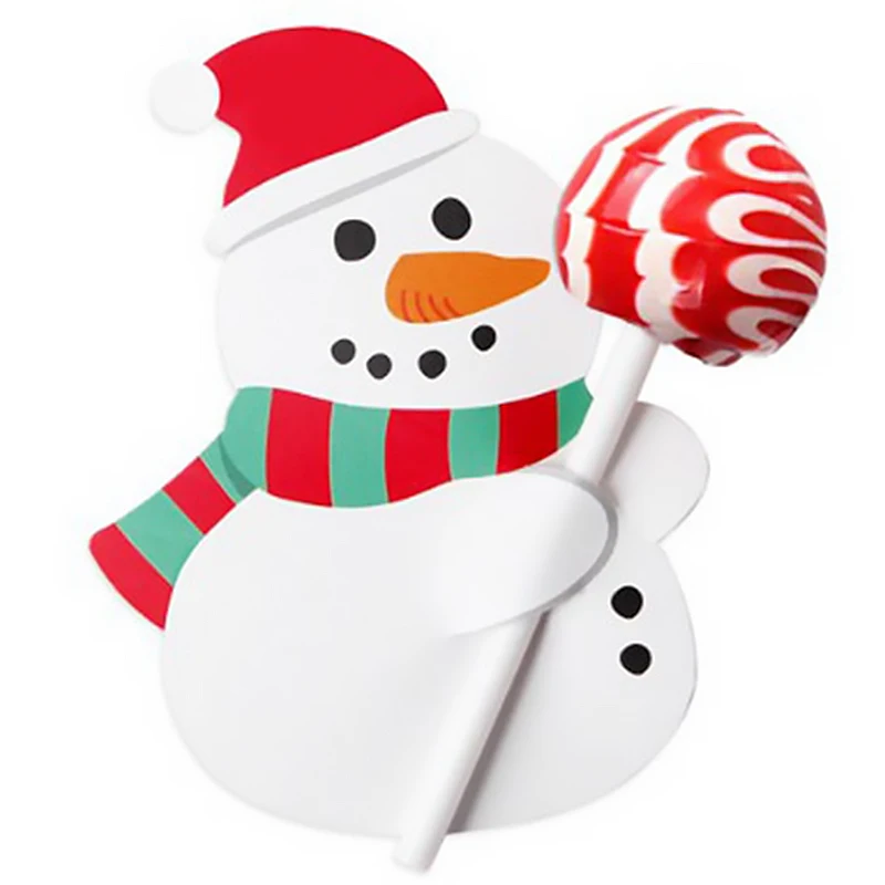 Christmas Lollipop Paper Cards Cartoon Santa Claus Penguin Snowman Kids Candy Gifts Package Wrapping New Year Party Decoration