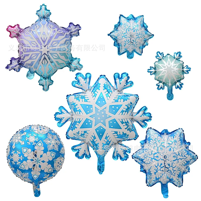 10 PCS Ice and Snow Themed Balloons Set Winter Snowflakes Christmas Balloon Decoration Frozen Wonderland Hanging Ballons