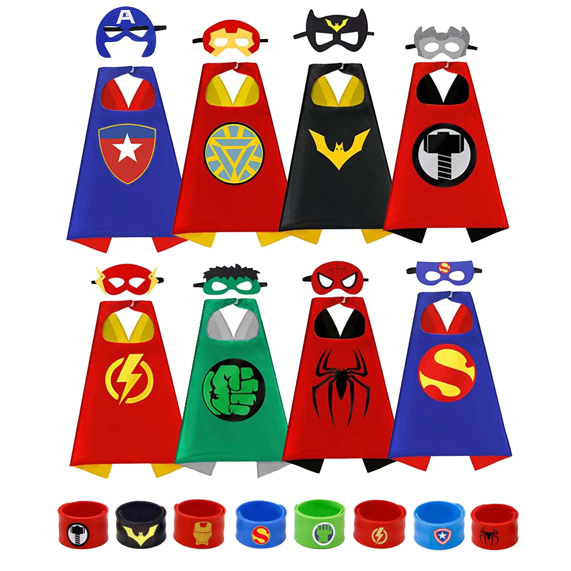 8 sets Superhero Capes for Cool Halloween Christmas Costume Cosplay Festival Party Supplies Favors Dress Up for boys girls