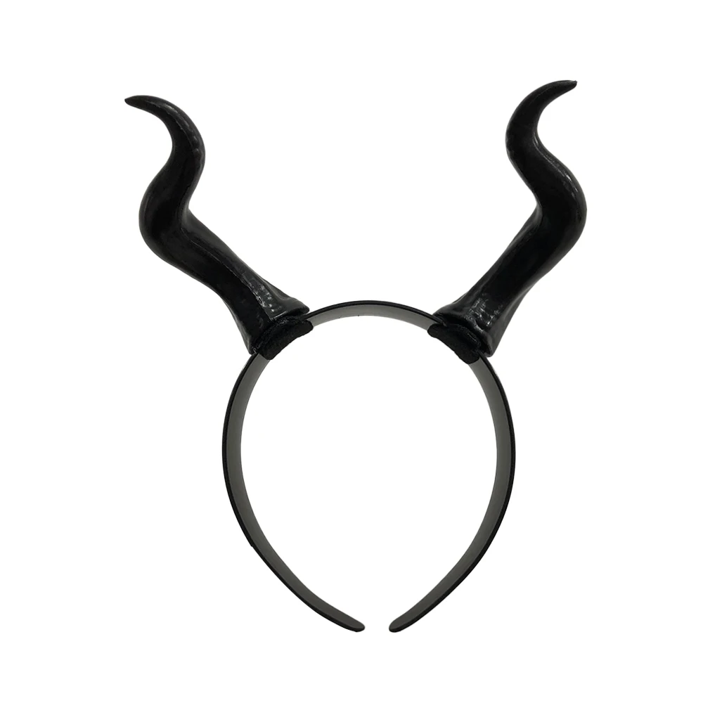 Women Black Queen Witch Demon Horns Headpiece Cosplay Animal Antelope Devil Headdress Christmas Halloween Party Costume Headband