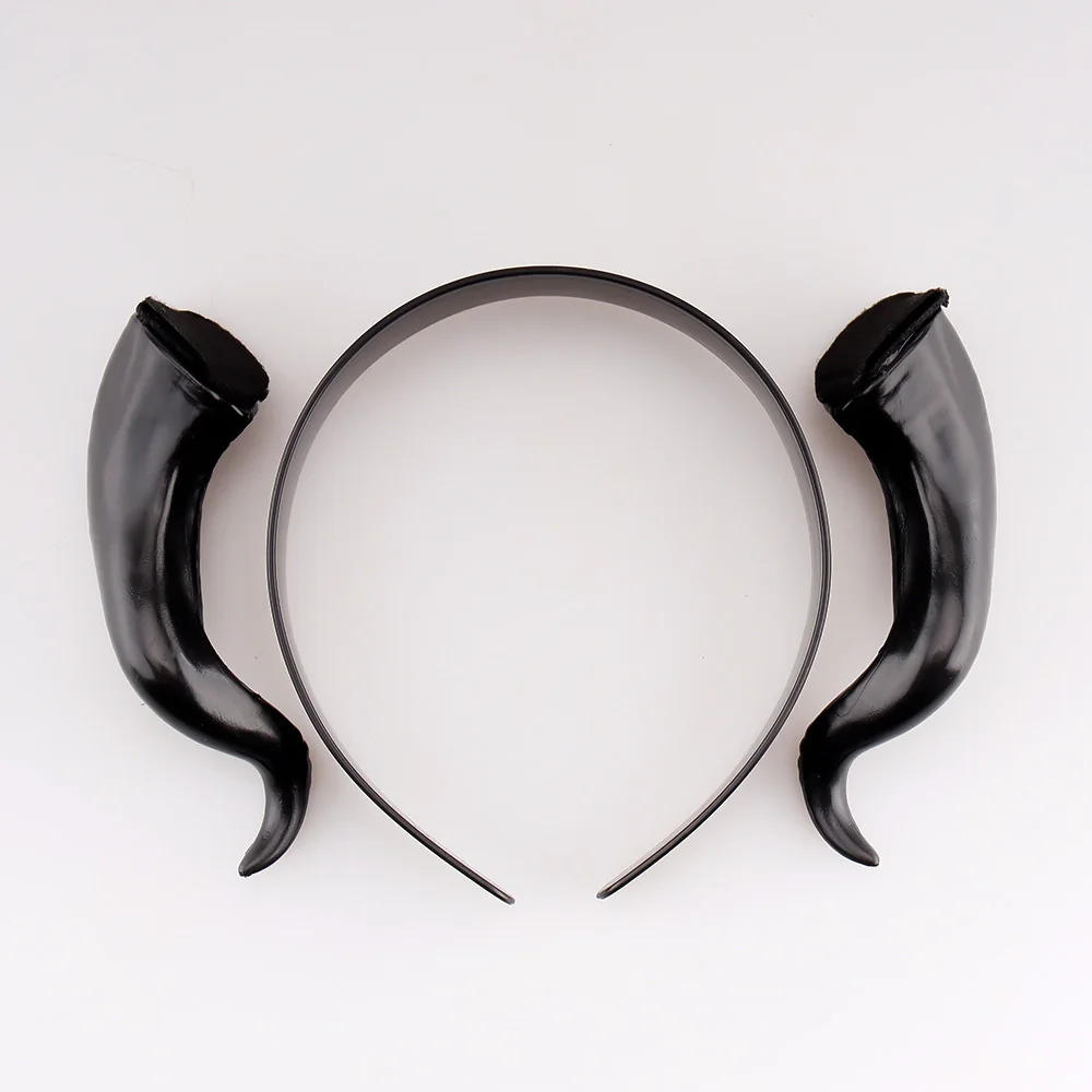 Women Black Queen Witch Demon Horns Headpiece Cosplay Animal Antelope Devil Headdress Christmas Halloween Party Costume Headband