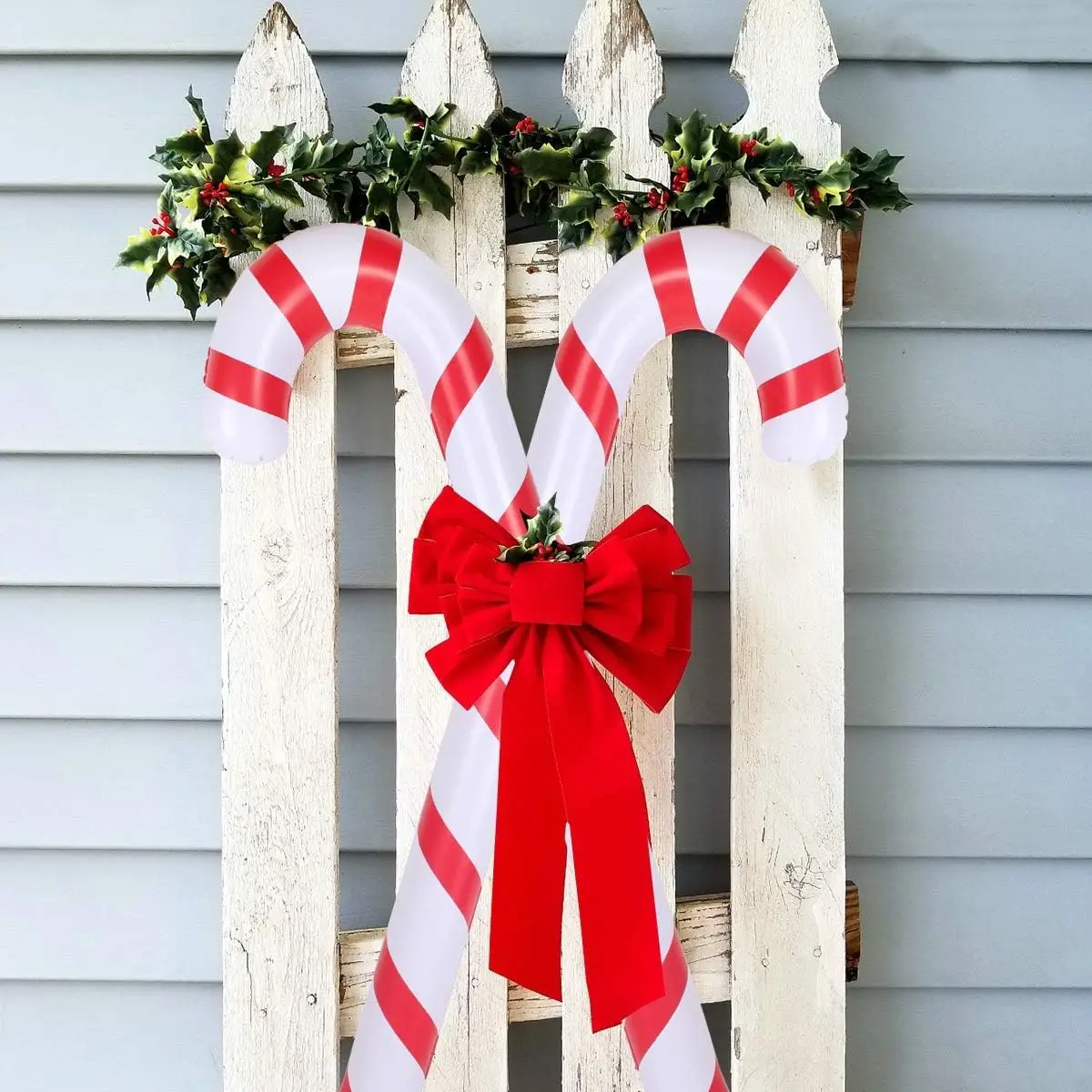 1-10PCS 35 Inch Inflatable Christmas Candy Cane for Christmas Decorations, Outdoor Holiday Decorations Christmas New Year Gifts