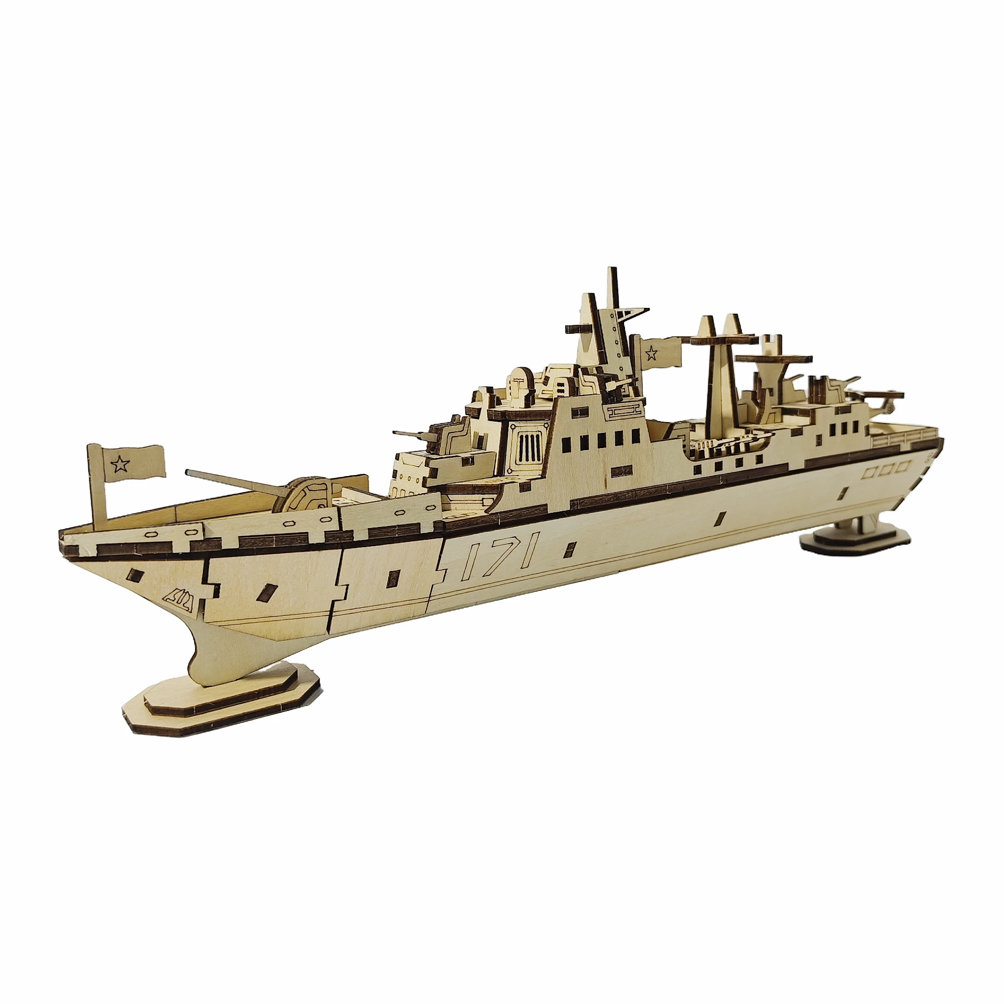 3D Puzzle DIY Wooden Toy Warship Assembly Model Adult Birthday, Halloween, Christmas Gift