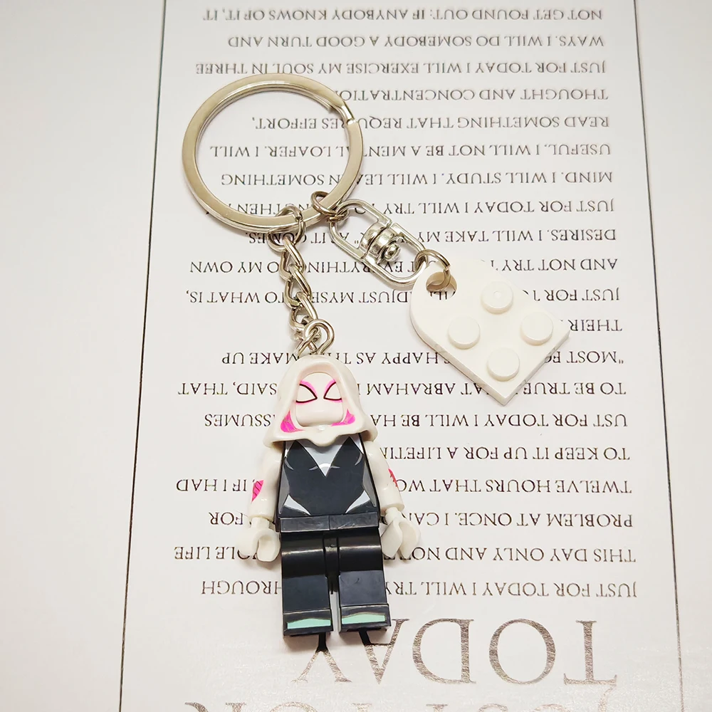 2pcs Beautiful Handmade 3D Cartoon Spider Gwen Couple Keychain Matching Anime Keyring Charms for Lovers Backpack Christmas Gifts