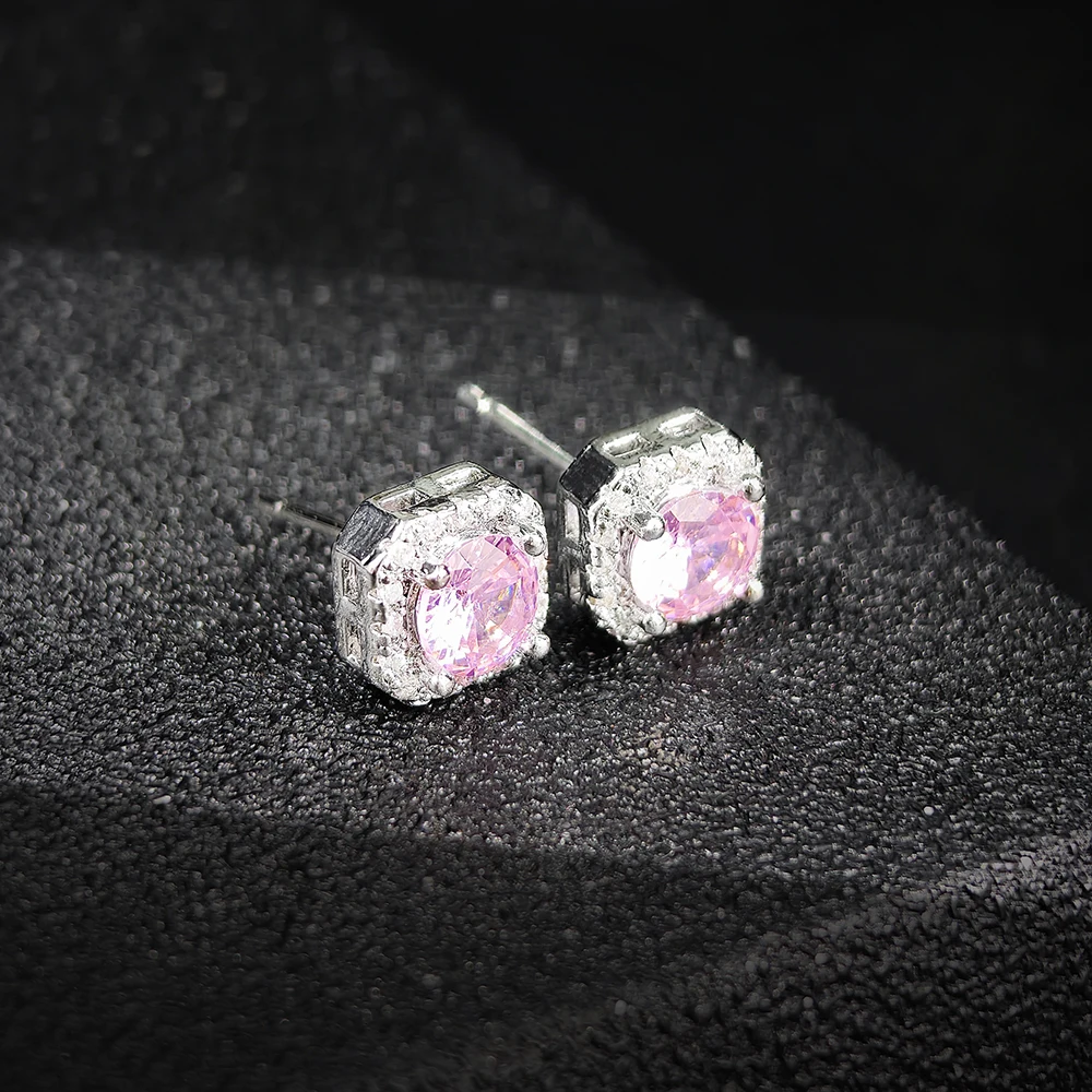 Silver Color Korean Zircon Stud Earrings Brincos for Women Wedding Boucle D'oreille Femme Bijoux Christmas Gift Bijoux E1104