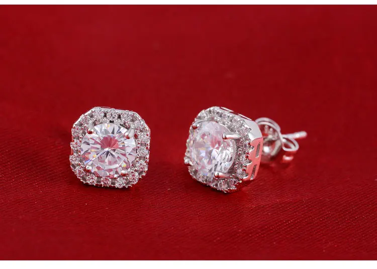 Silver Color Korean Zircon Stud Earrings Brincos for Women Wedding Boucle D'oreille Femme Bijoux Christmas Gift Bijoux E1104