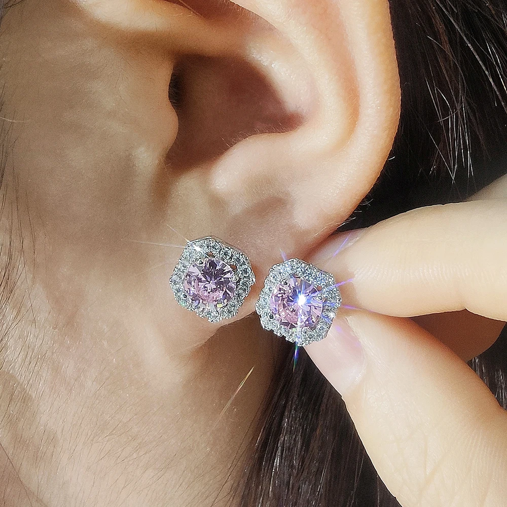 Silver Color Korean Zircon Stud Earrings Brincos for Women Wedding Boucle D'oreille Femme Bijoux Christmas Gift Bijoux E1104