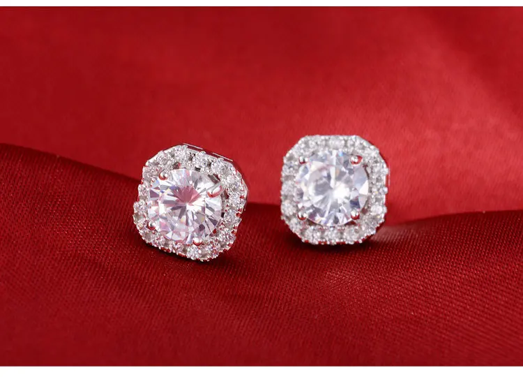 Silver Color Korean Zircon Stud Earrings Brincos for Women Wedding Boucle D'oreille Femme Bijoux Christmas Gift Bijoux E1104
