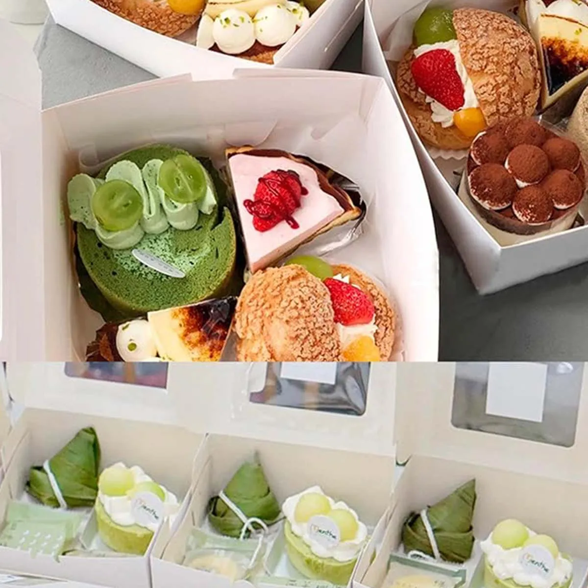 Cake Packaging Box with Transparent Wave Window, Dessert Display Box, Suitable for Christmas Party Desserts, Gift Packaging Box.
