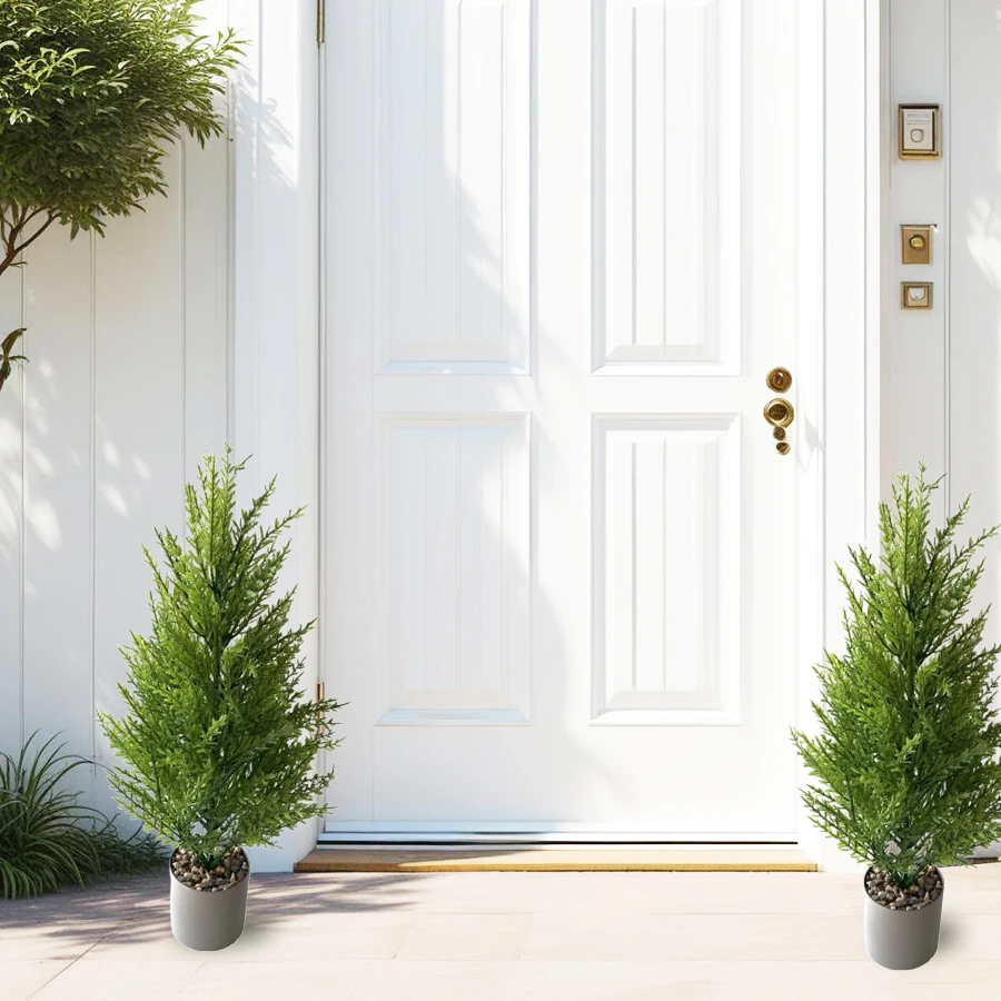 Green Artificial Small Pine Tree Living Room Front Door Corridor Terrace Green Plant Decoration Holiday Celebration Banquet Decoration Realistic Artificial Christmas Tree Does Not Include Pot