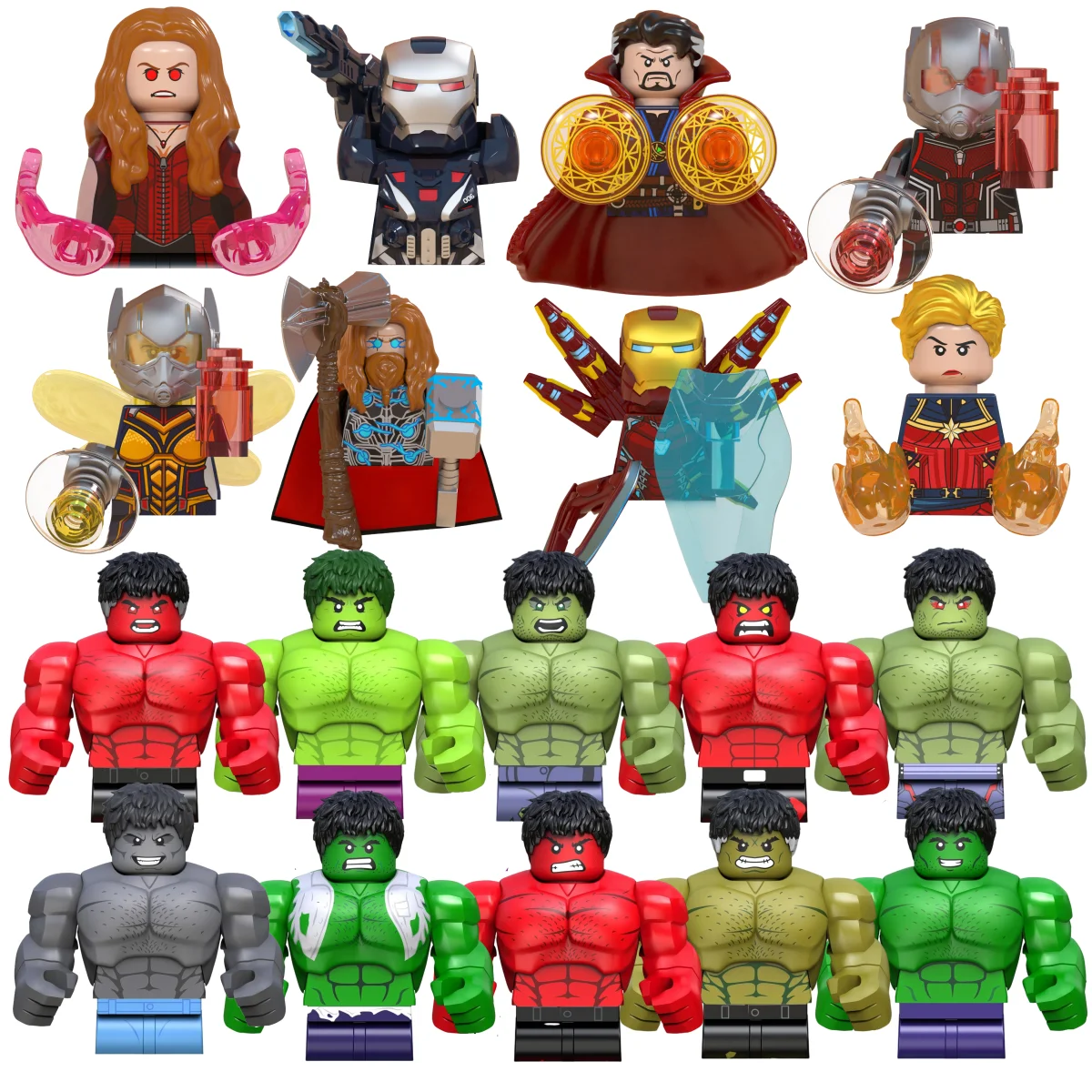 Blind Box Mini Building Blocks WM6063 Figures Big Goblin Spiderman Iron Man Venom Captain Hawk Deadpool Armor Christmas Gift Toy