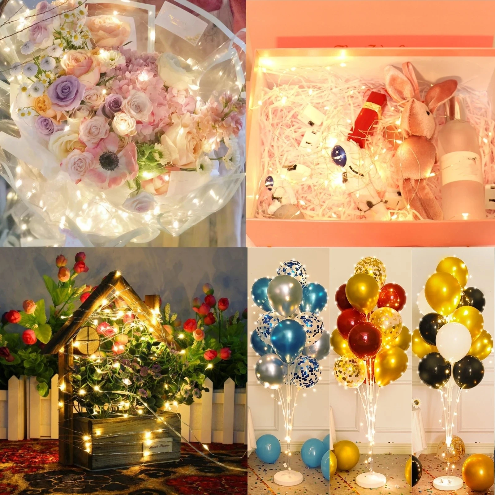 8Pcs 8colors Fairy Lights String Button Battery Home Decor Living Bedroom Garden Christmas Wedding New Year Ornament Garland