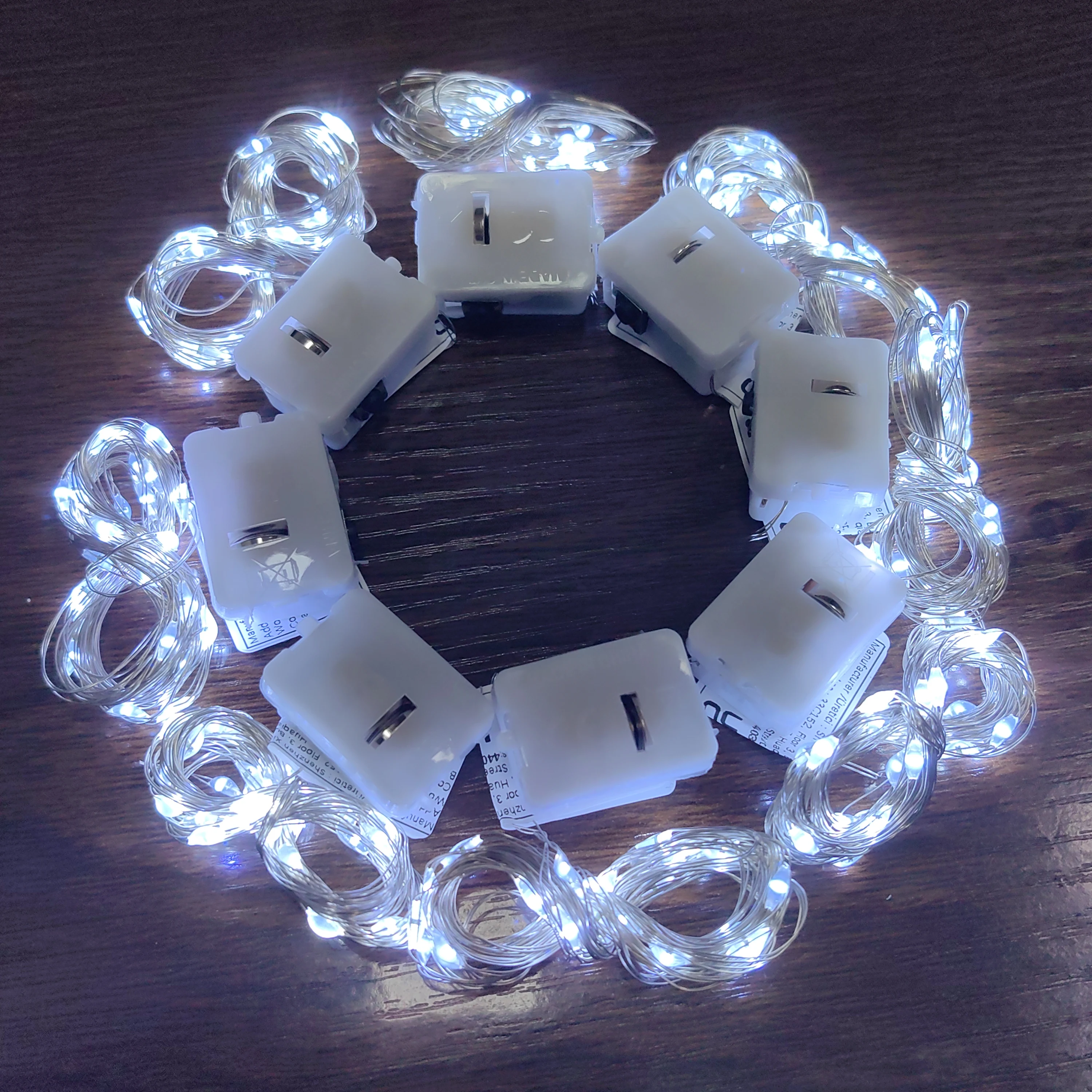 8Pcs 8colors Fairy Lights String Button Battery Home Decor Living Bedroom Garden Christmas Wedding New Year Ornament Garland