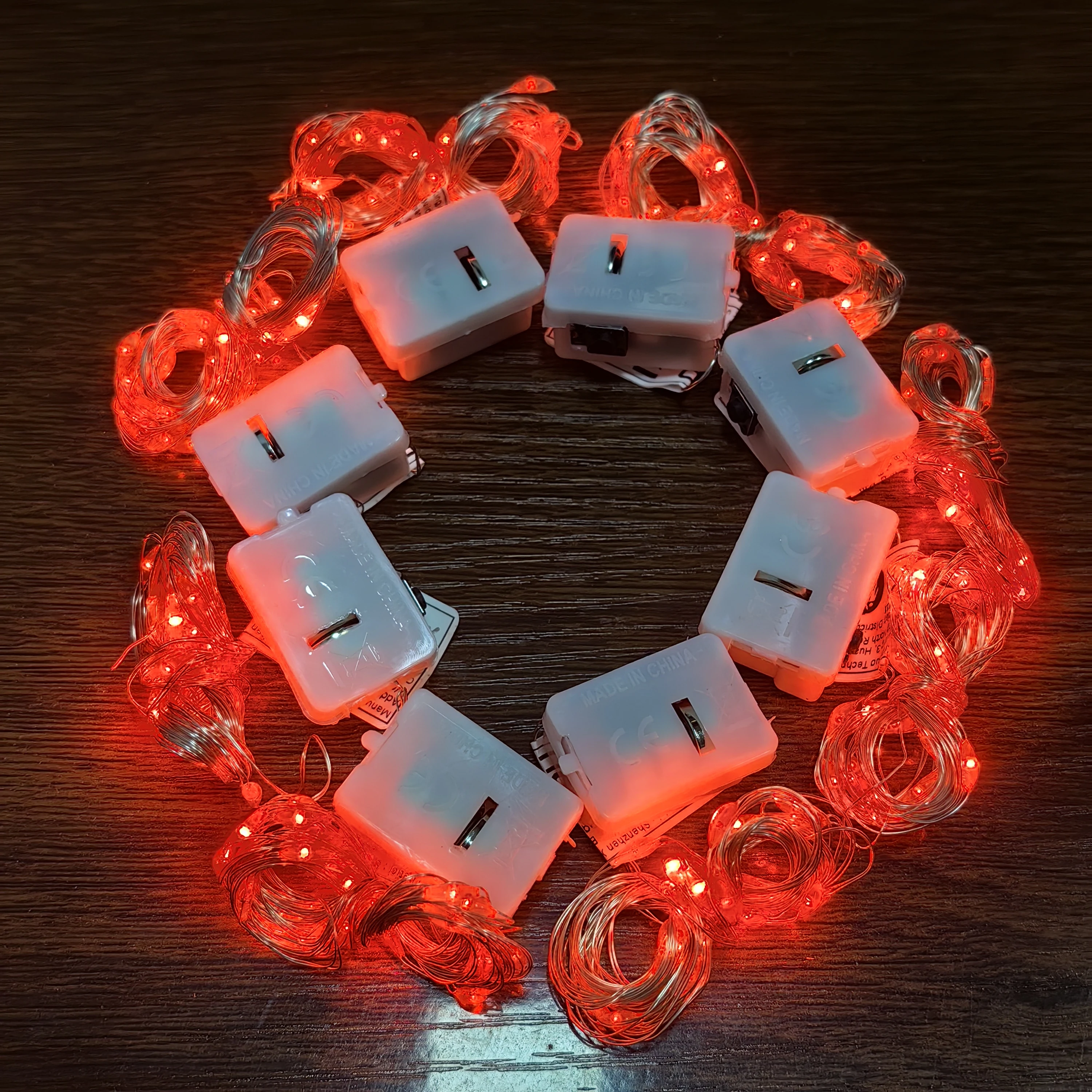 8Pcs 8colors Fairy Lights String Button Battery Home Decor Living Bedroom Garden Christmas Wedding New Year Ornament Garland