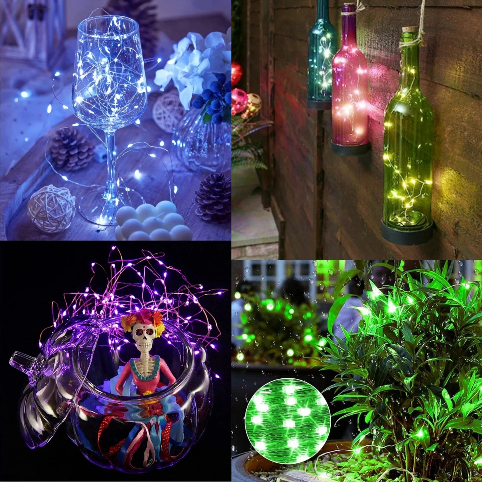 8Pcs 8colors Fairy Lights String Button Battery Home Decor Living Bedroom Garden Christmas Wedding New Year Ornament Garland