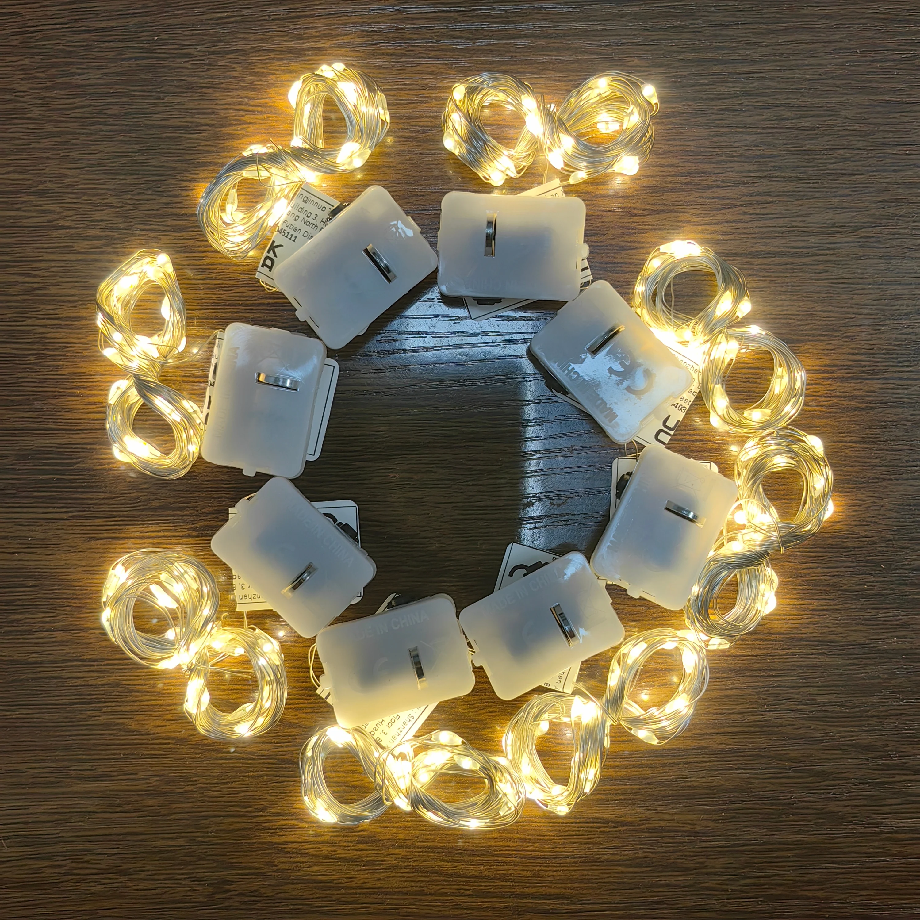 8Pcs 8colors Fairy Lights String Button Battery Home Decor Living Bedroom Garden Christmas Wedding New Year Ornament Garland