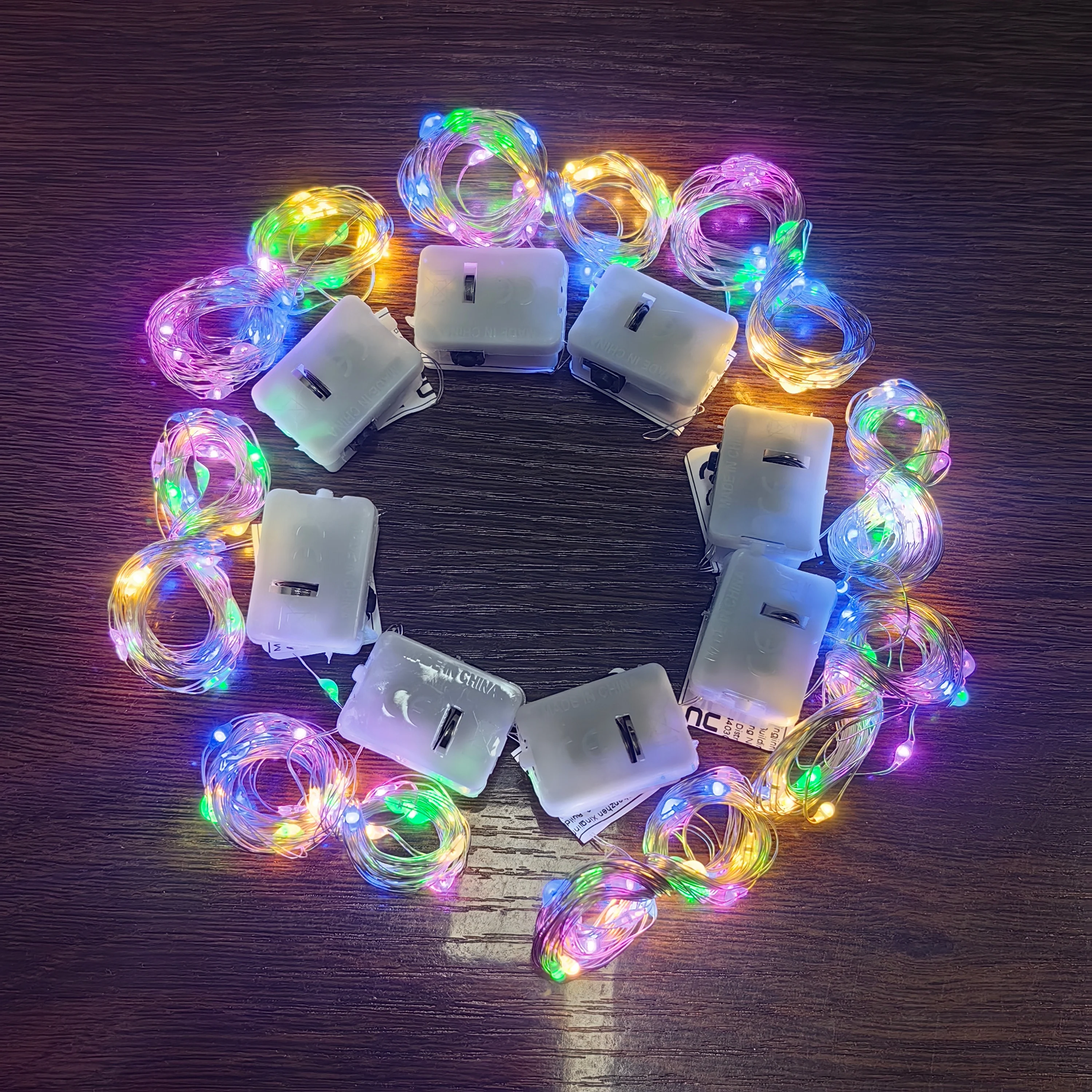 8Pcs 8colors Fairy Lights String Button Battery Home Decor Living Bedroom Garden Christmas Wedding New Year Ornament Garland