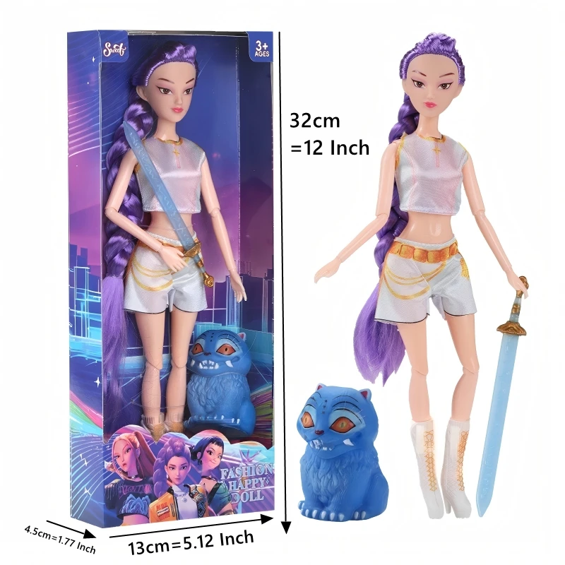 11.5 Inch Dolls Hunter Figure Set With Tiger Pet Musical Toys Clothes Best Christmas Birthday Present DIY Play Toys Game